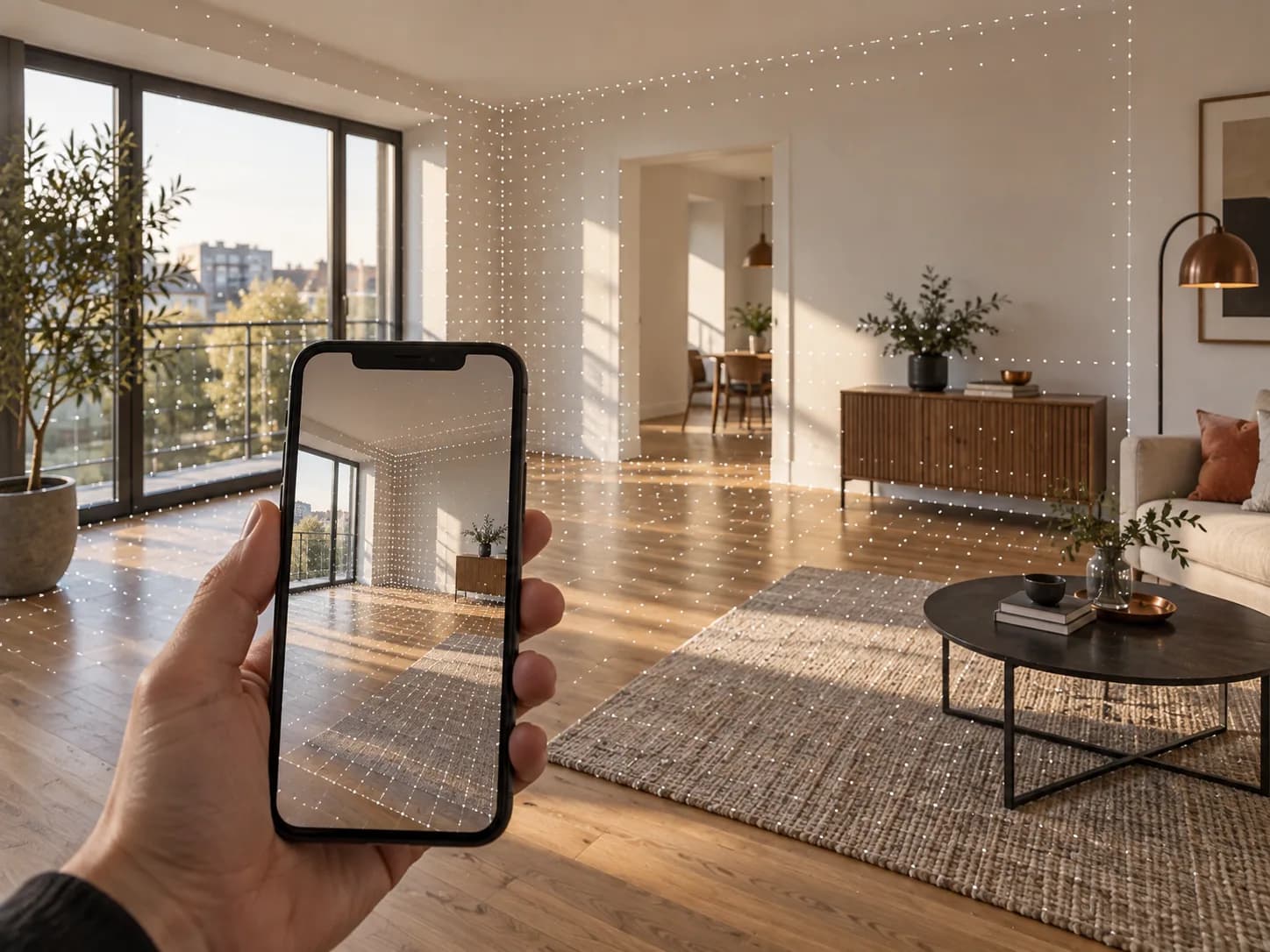 A room being documented with a spatial point field